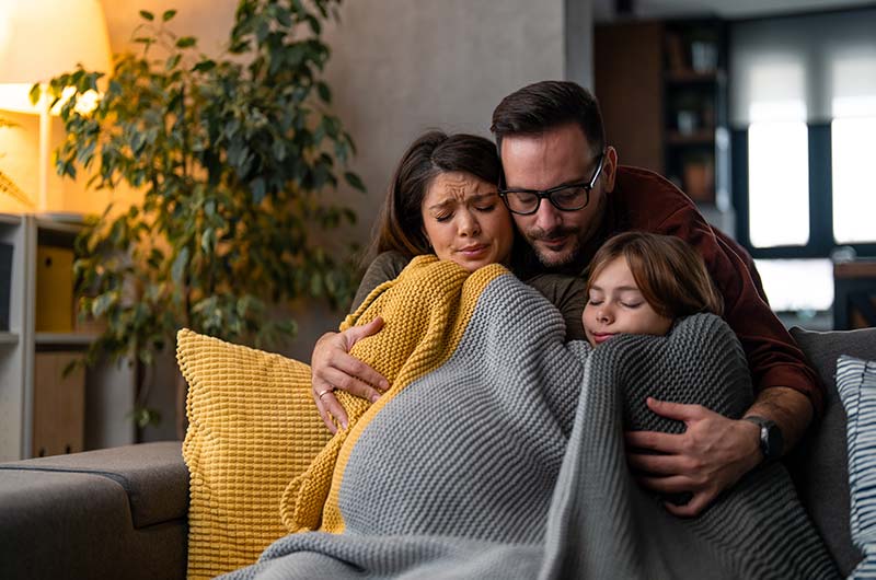 Family cold on couch